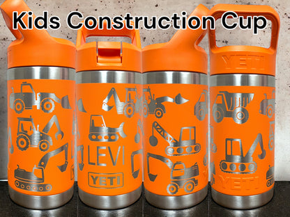 Construction Truck Theme Kids 12 oz Yeti Rambler Jr